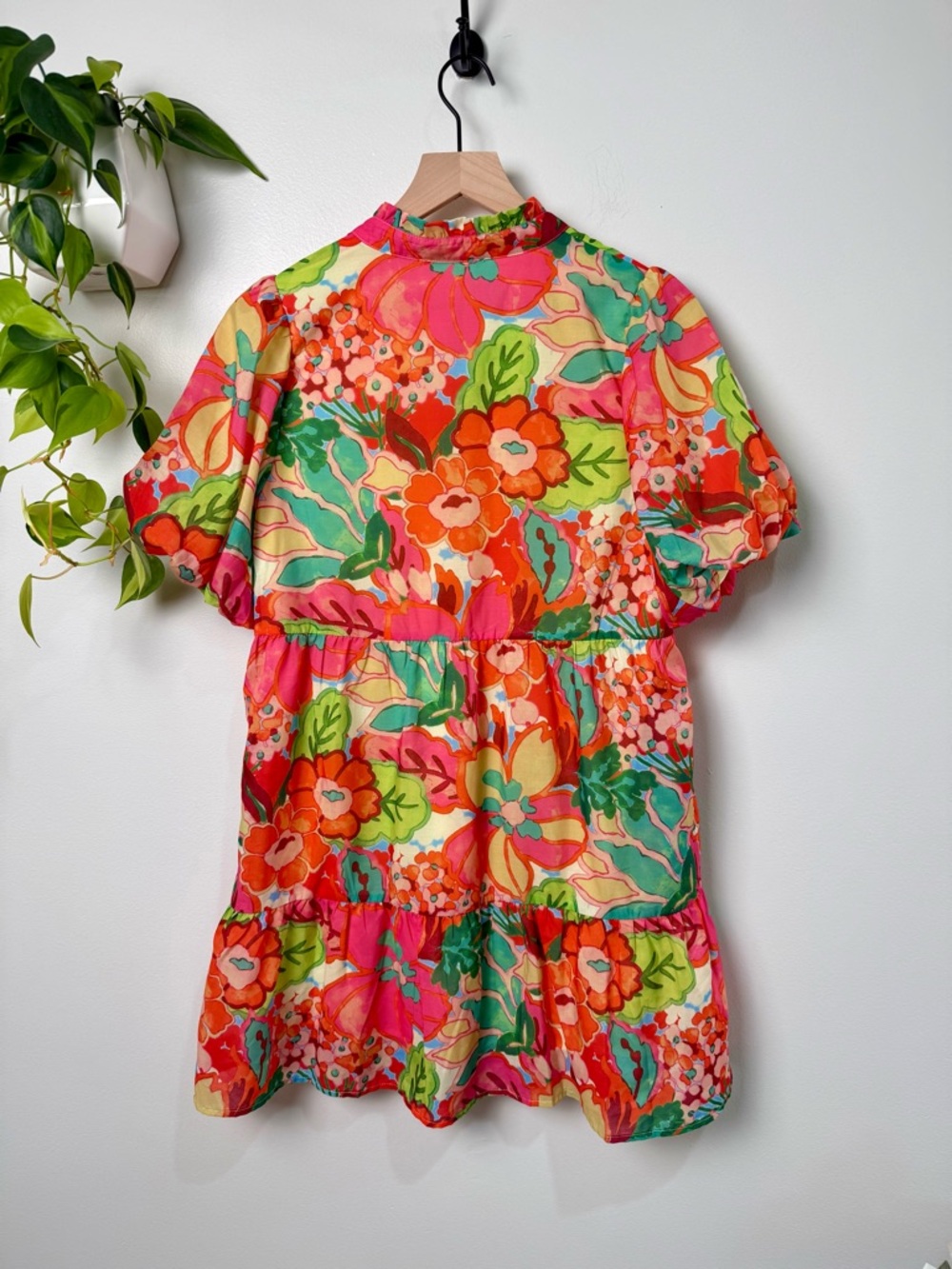 THML Floral Mini Dress in Orange, Pink, Green - Picture 5 of 7